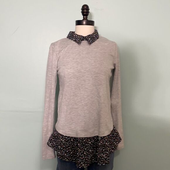 Loft Floral Layered Collared Top - Picture 1 of 4